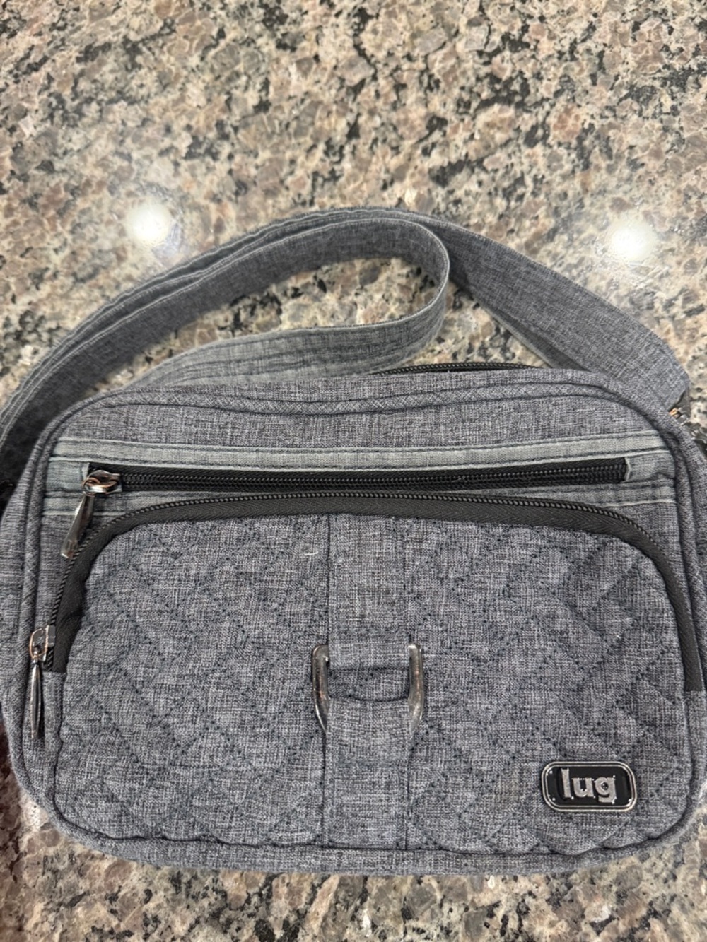 lug Quilted Gray Crossbody Bag